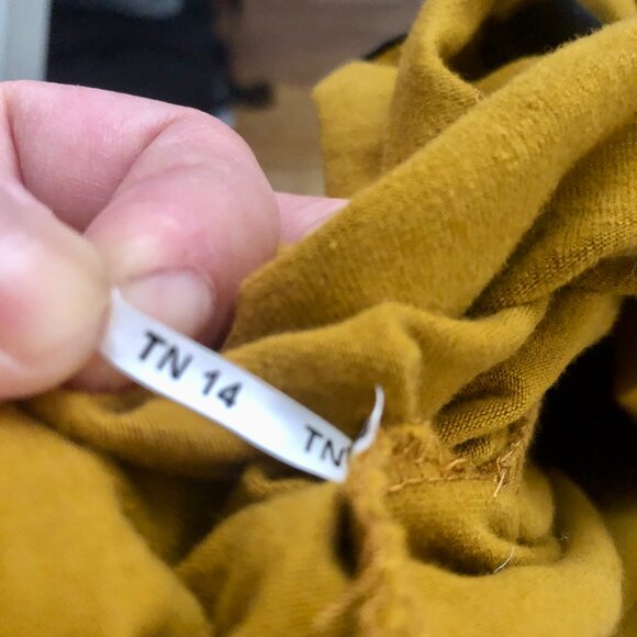 [Women's L] Cowl Neck Mini Dress Mustard Yellow Black Colorblock Futuristic - Picture 5 of 6